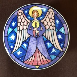Mikasa ANGEL & Stars Stained-glass Style Ceramic Trinket Dish W/ Lid